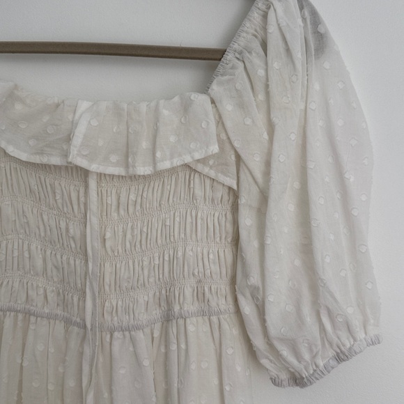 Women's white Ruffled Smocked Midi Dress size small - Picture 4 of 5